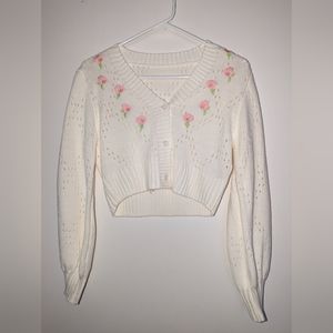 SHEIN Floral Cropped Cardigan